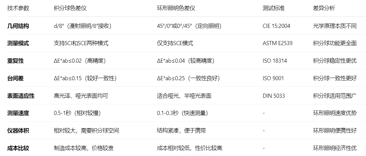 积分球色差仪与环形照明色差仪2